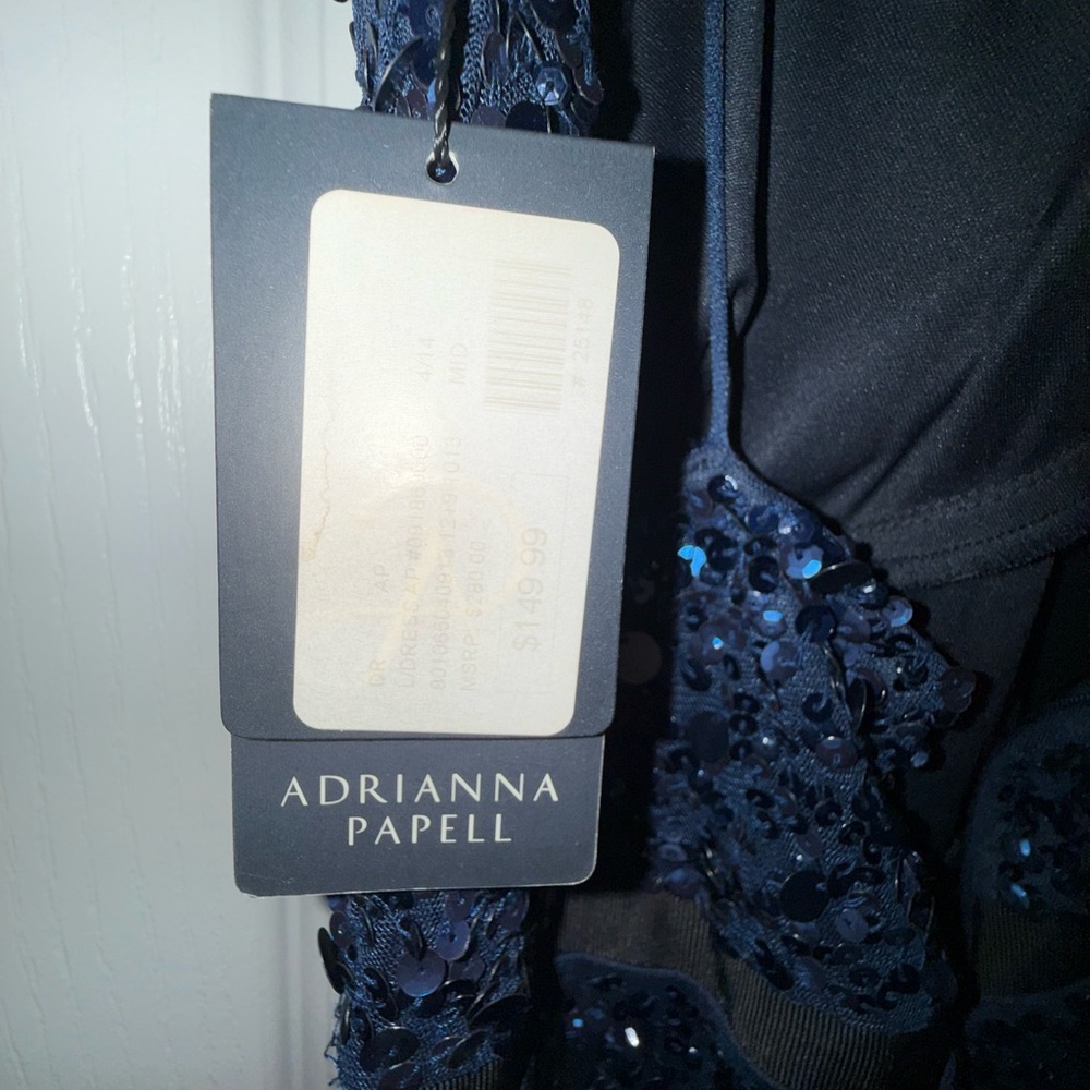 Adrianna Papell Navy Blue Sequin Evening Dress